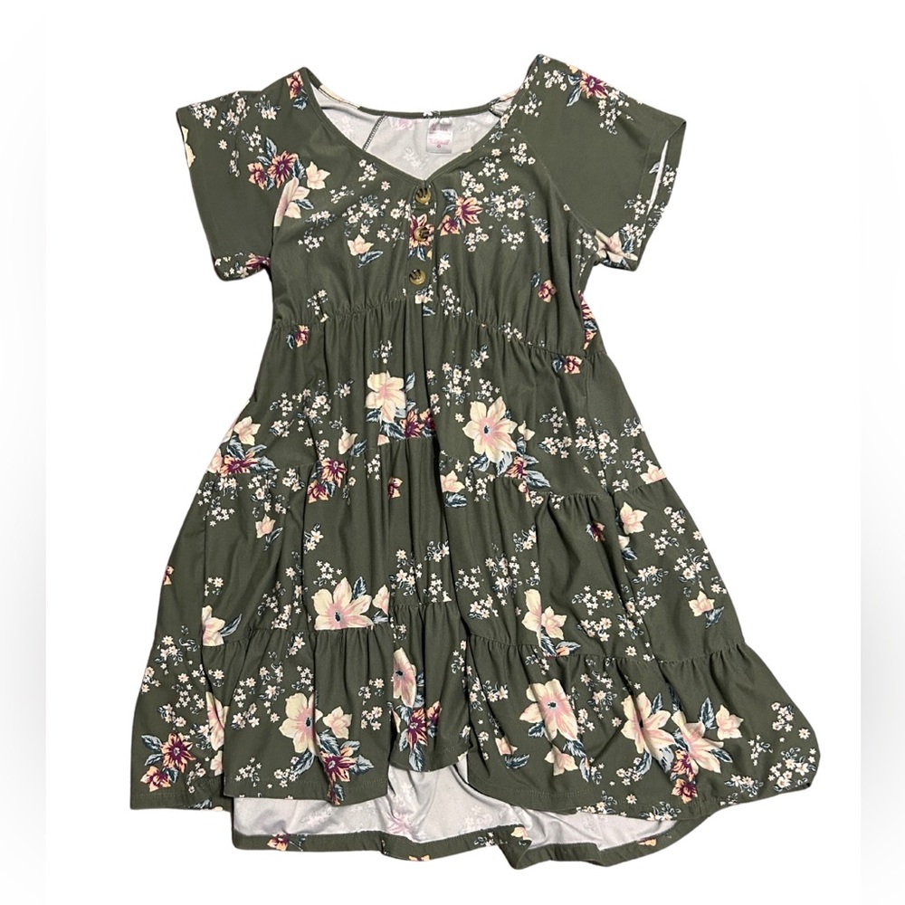 No Boundaries Green With Floral Dress Woman’s